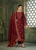 Maroon Viscose Pasmina Mina Work Kurta & Bottom with Dupatta - Natasha