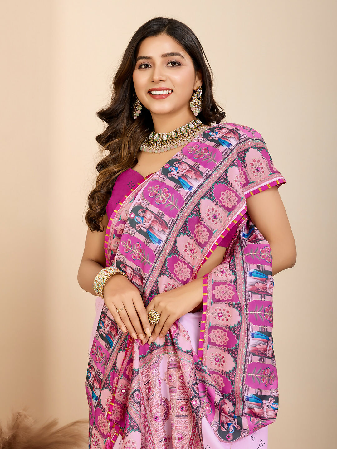 Purple Muslin Cotton Designer Digital Printed Saree - Lavisha
