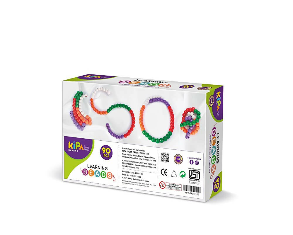 Kipa 90 Pieces Big Size Counting Beads Plastic Fun Puzzle Game for Kids-Multicolor