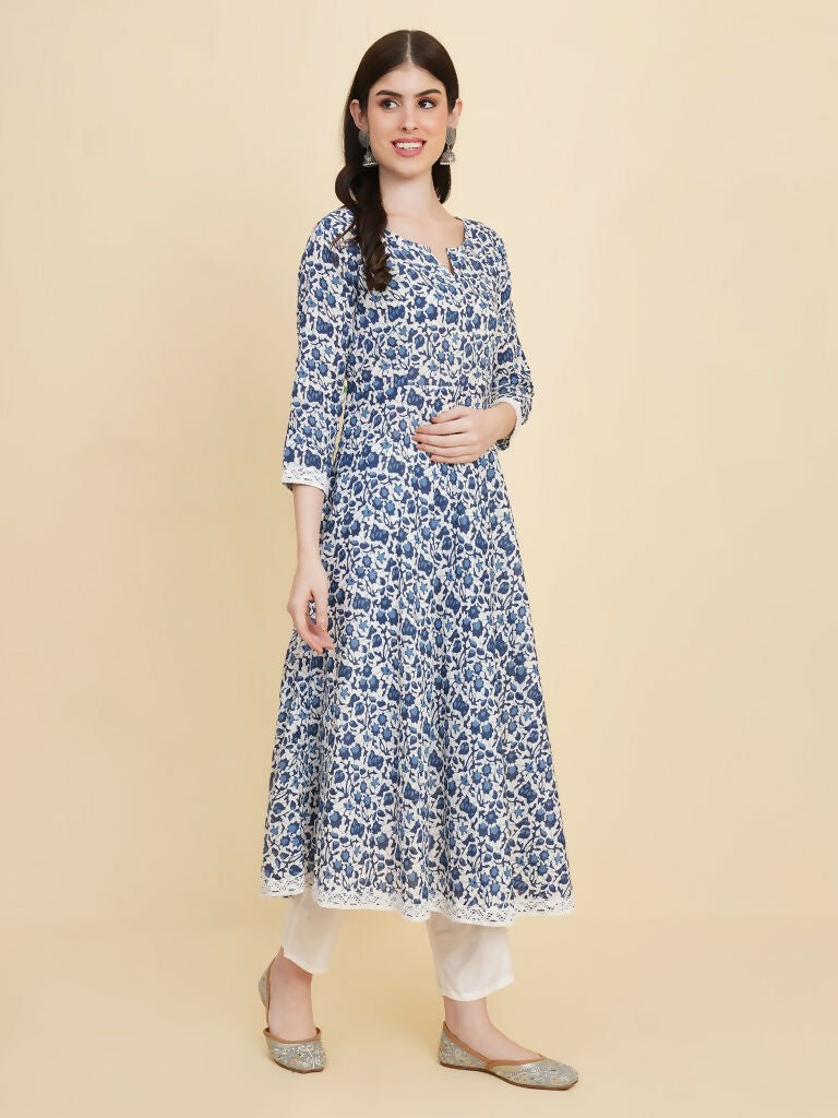 Designer Stylish Blue Rayon Stitched Suit With Dupatta - Tanisha