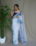 Vamsee Mudra White Organza Saree