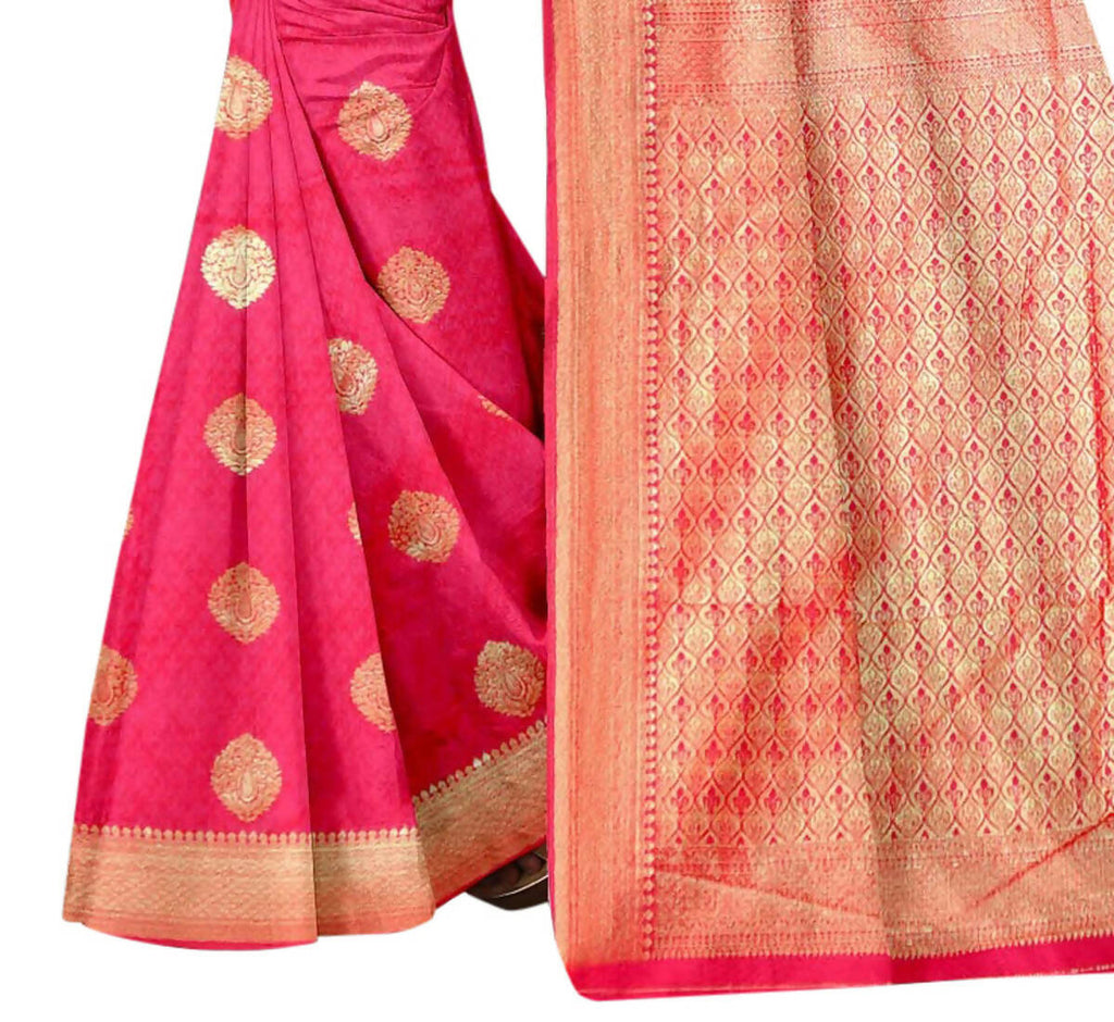 Vamika Weaving Banarasi Jacquard Pink Saree