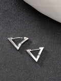 NVR Men's Silver-Plated Geometric Shape Stainless Steel Studs Earring