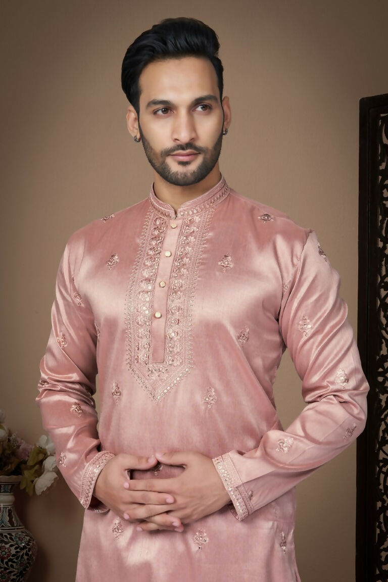 Functional Designer Men's Pech Heavy Super Silk Kurta With Pant - Rudra