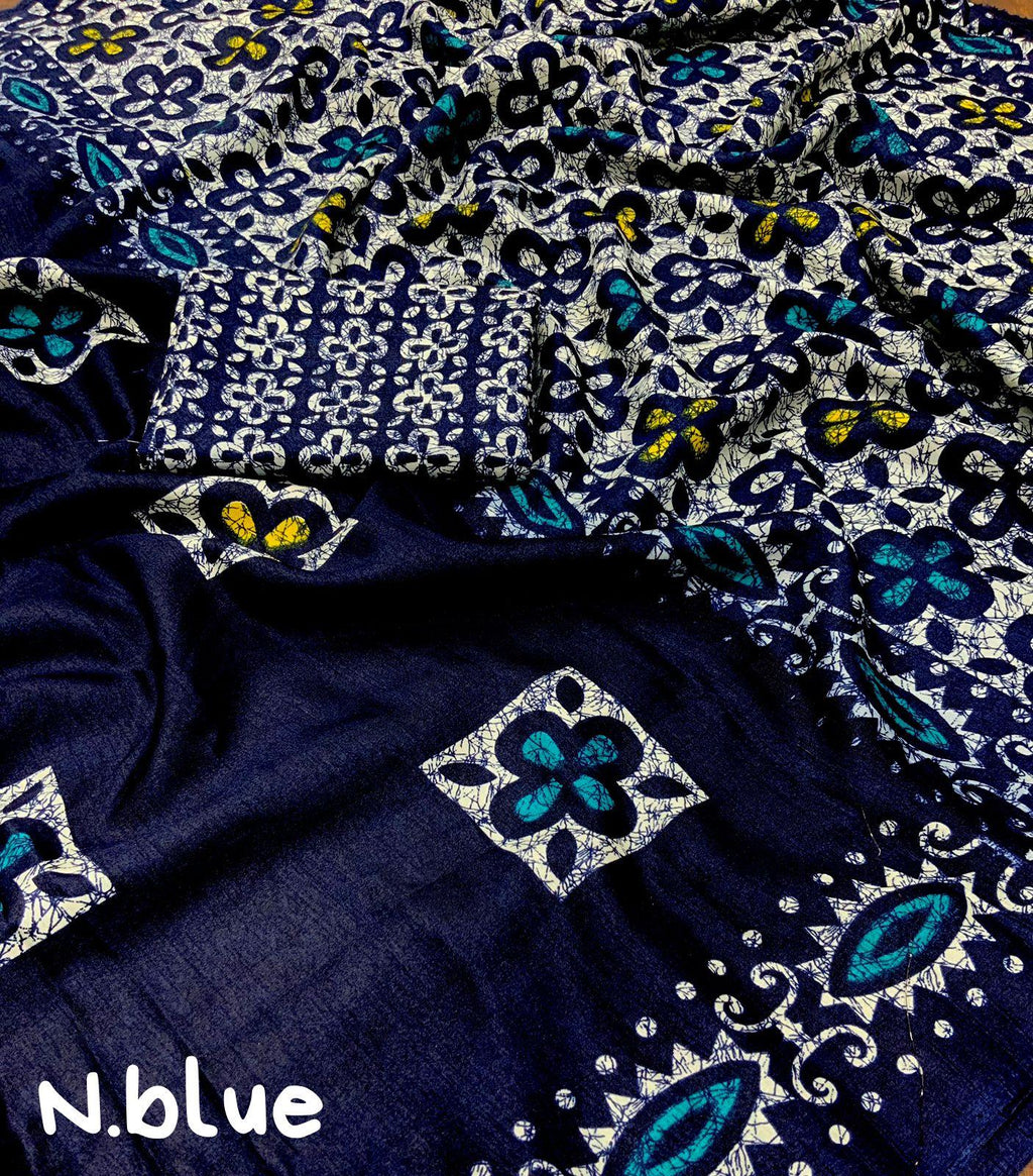 Blue Silk Blend Ethnic Motifs Saree with Unstitched Blouse - Hiral Fashion