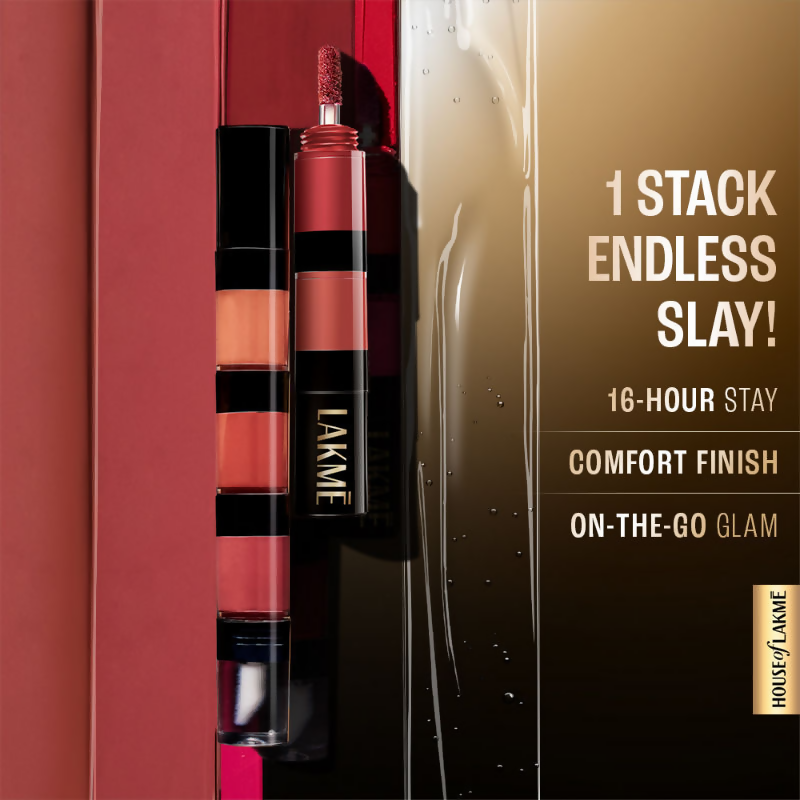 Lakme Ultimate Glam 4 In 1 Lip Stack - Party Chic