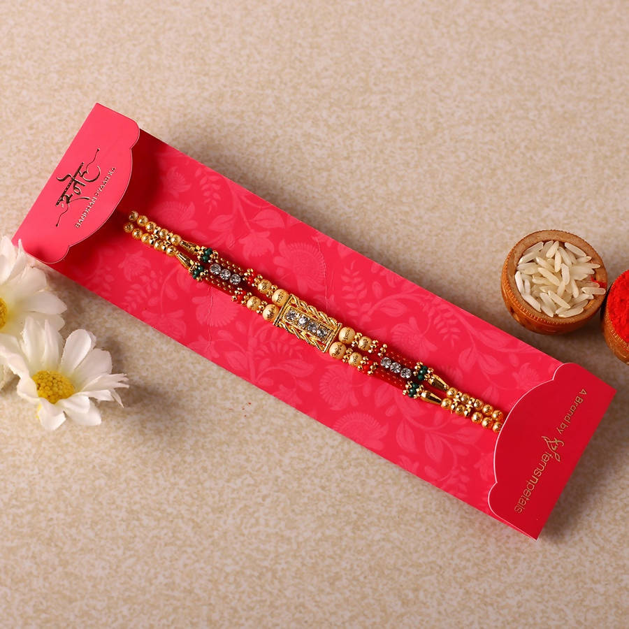 Dainty Kundan Rakhi And Almonds Jar