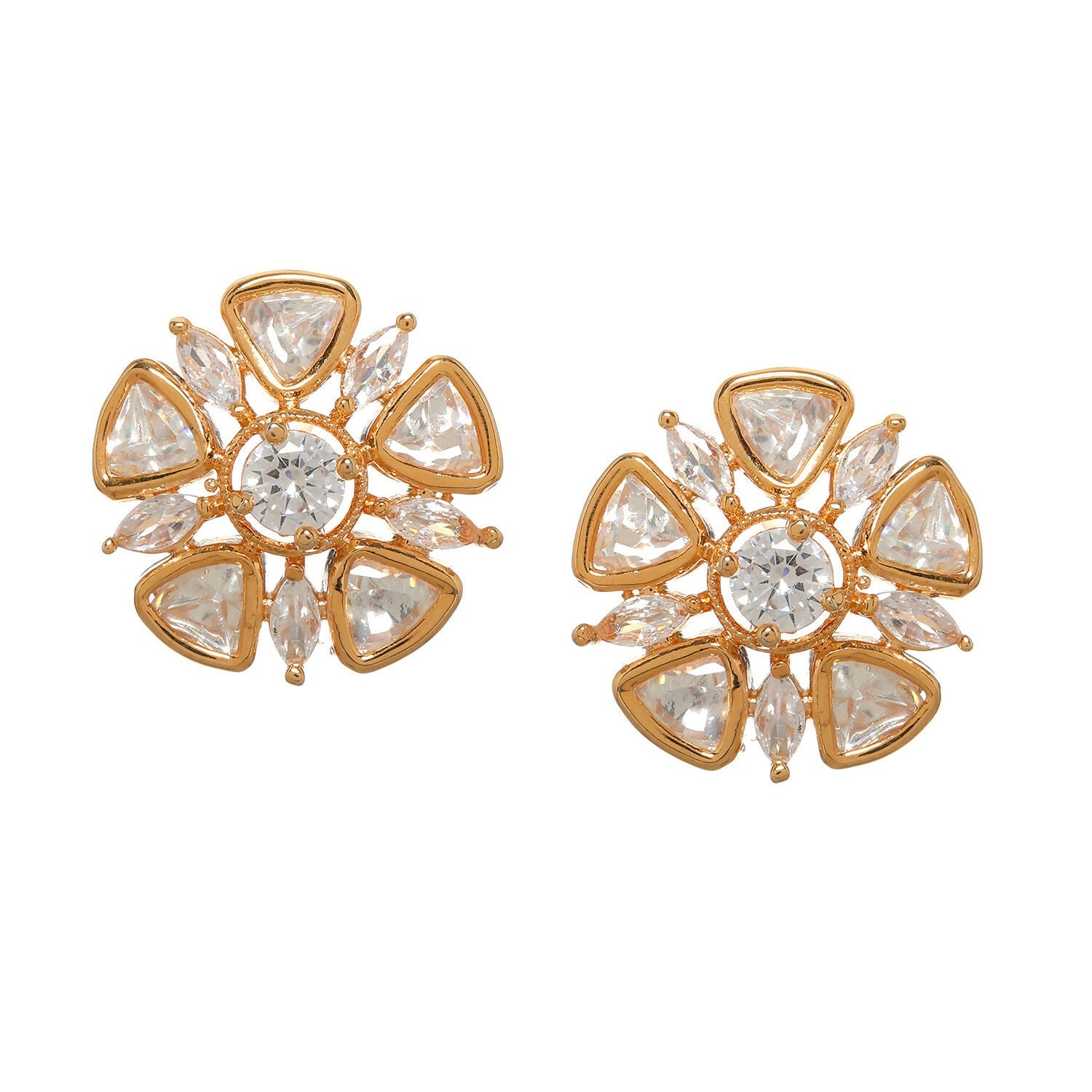 Round Kundan Studs (Gold) - Ruby Raang