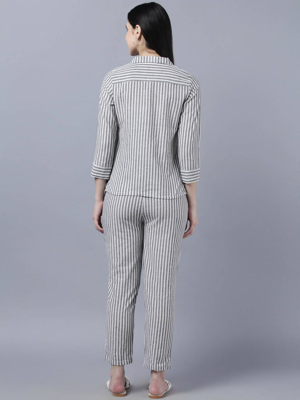 Myshka Stylish Grey 3/4 Sleeve Women's Cords Set
