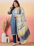 Sztori Women Floral Yoke Design Regular Gotta Patti Kurta with Trousers & With Dupatta