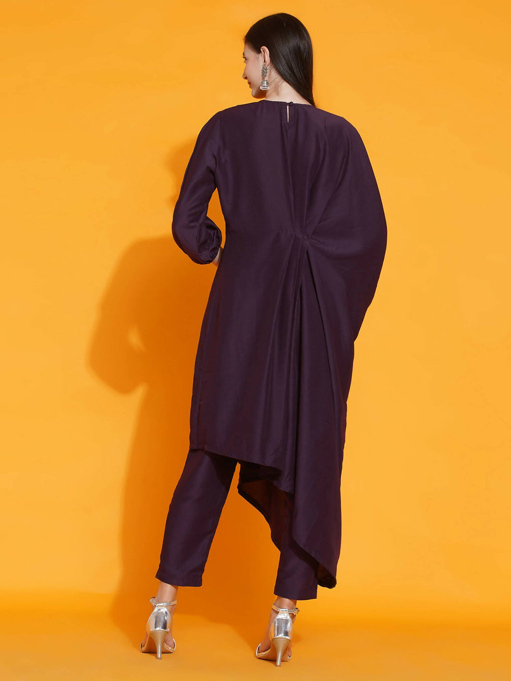 Women Republic Purple Fusion Style Kurta With Hand Embellishment And Pants