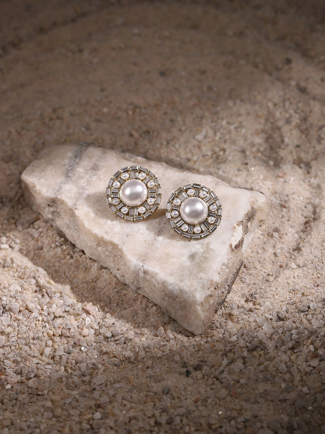 Round Pearl Earrings- Ruby Raang