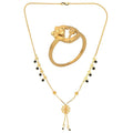 AanyaCentric Gold-Polished Mangalsutra & Ring Set