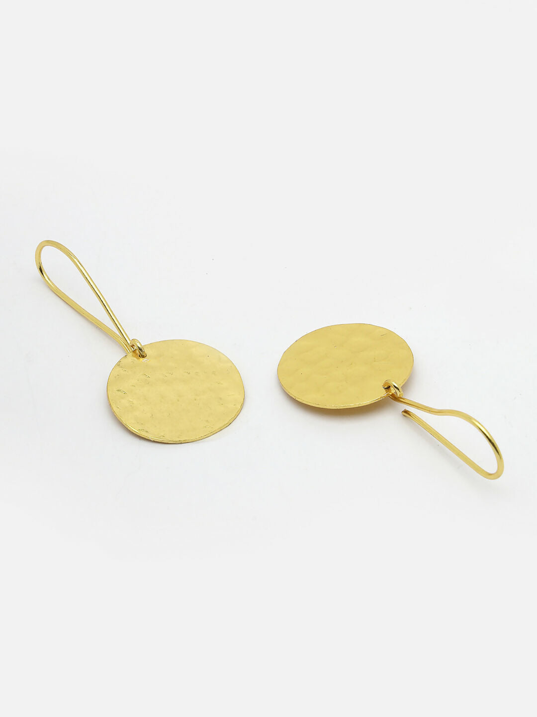 NVR Women Gold-Polished Fish Hook Circle Drop Earrings