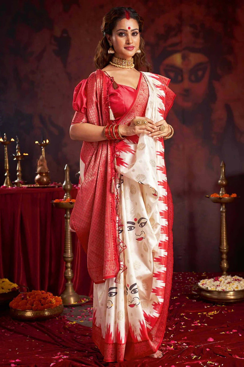 Joban Fashion Off White Silk Blend Garad Saree