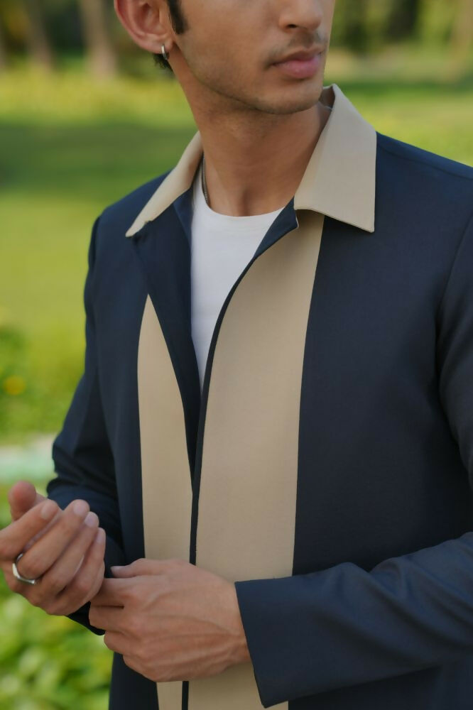 Duo Draft Navy Blue Shacket by Hilo Design