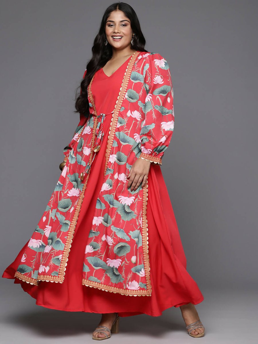 Ahalyaa Women's Traditional wear Ethnic Dress - Red