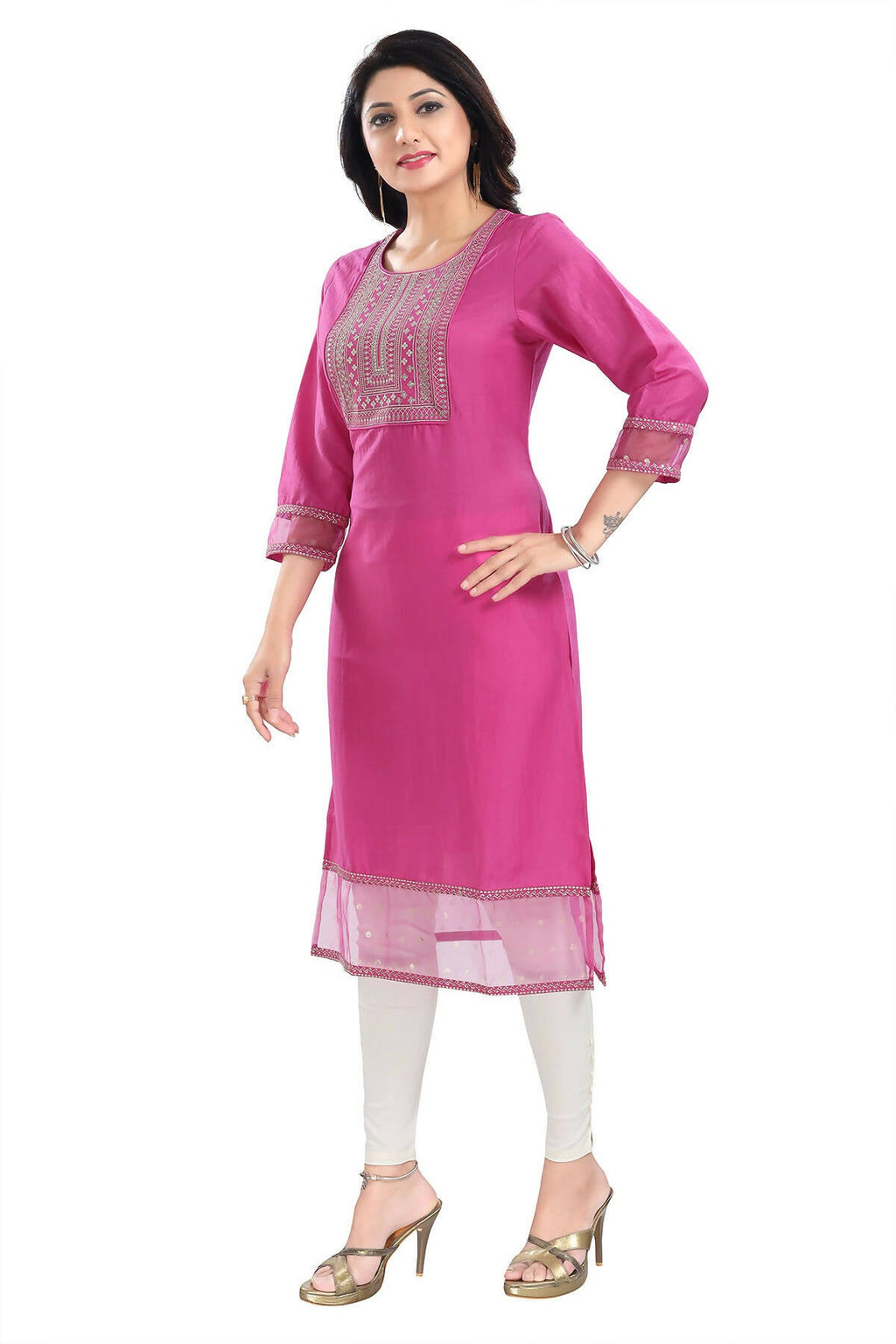 Snehal Creations Wonderful Art Silk Designer Long Kurti Tunic With Zari Embroidery