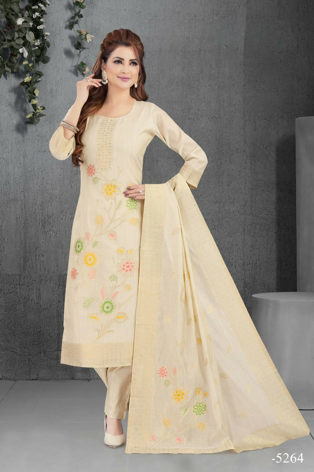 Joban Fashion Silk Beige Color Kurta Set