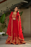 Joban Fashion Red Georgette Sequence Embroidery Work Kurta Set