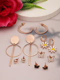 NVR Women's Set of 6 Rose Gold-Polished Contemporary Drop Earrings