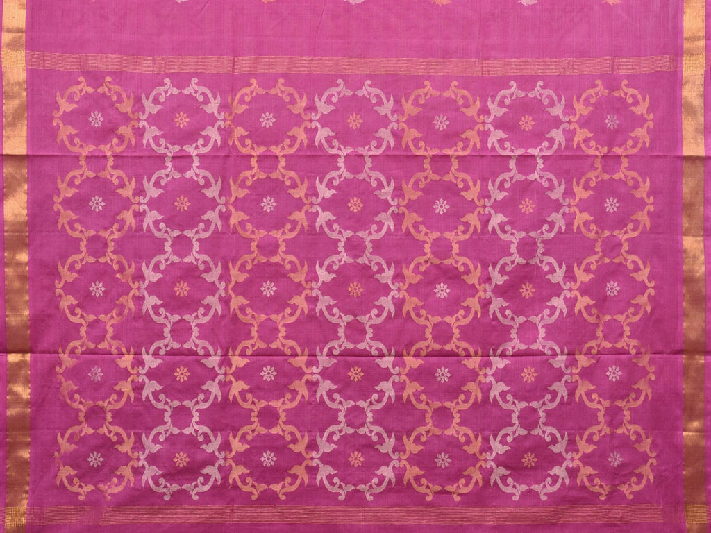 Magenta Uppada Cotton Handloom Saree with Grill Pallu Design - Global Threads