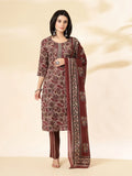 Yufta Maroon Pure Cotton Straight Kurta Dupatta Set