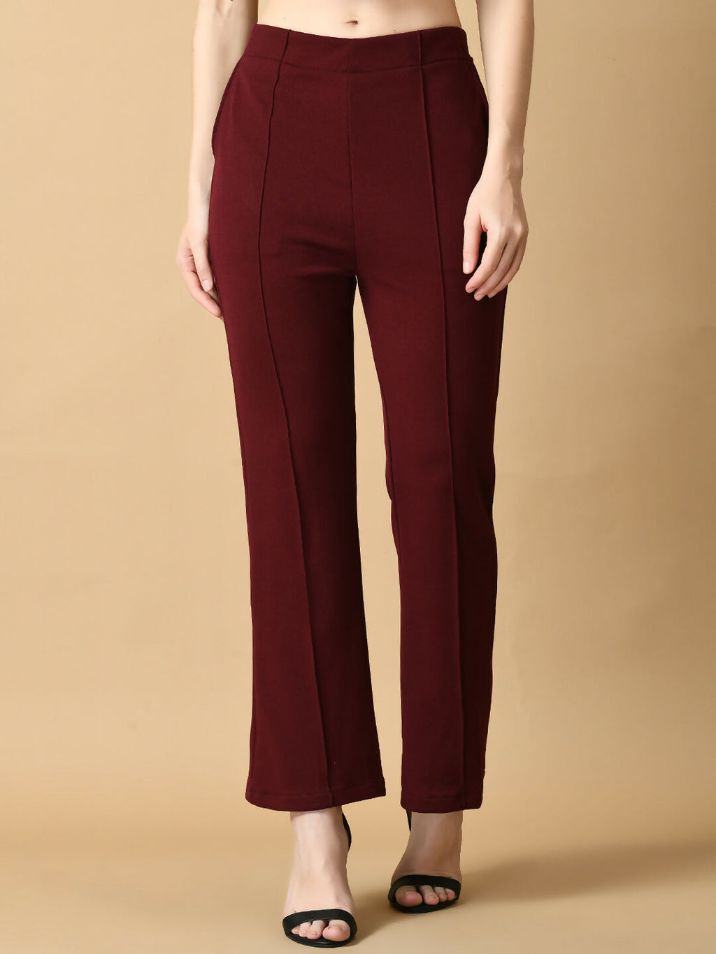Myshka Women's Magenta Solid Top With Trousers