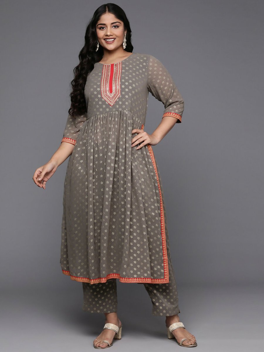 Ahalyaa Women's Traditional wear Kurta Set - Grey