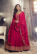 Vastranavya Nidhi Shah Rani Pink Art Silk Embroidered Anarkali Suit