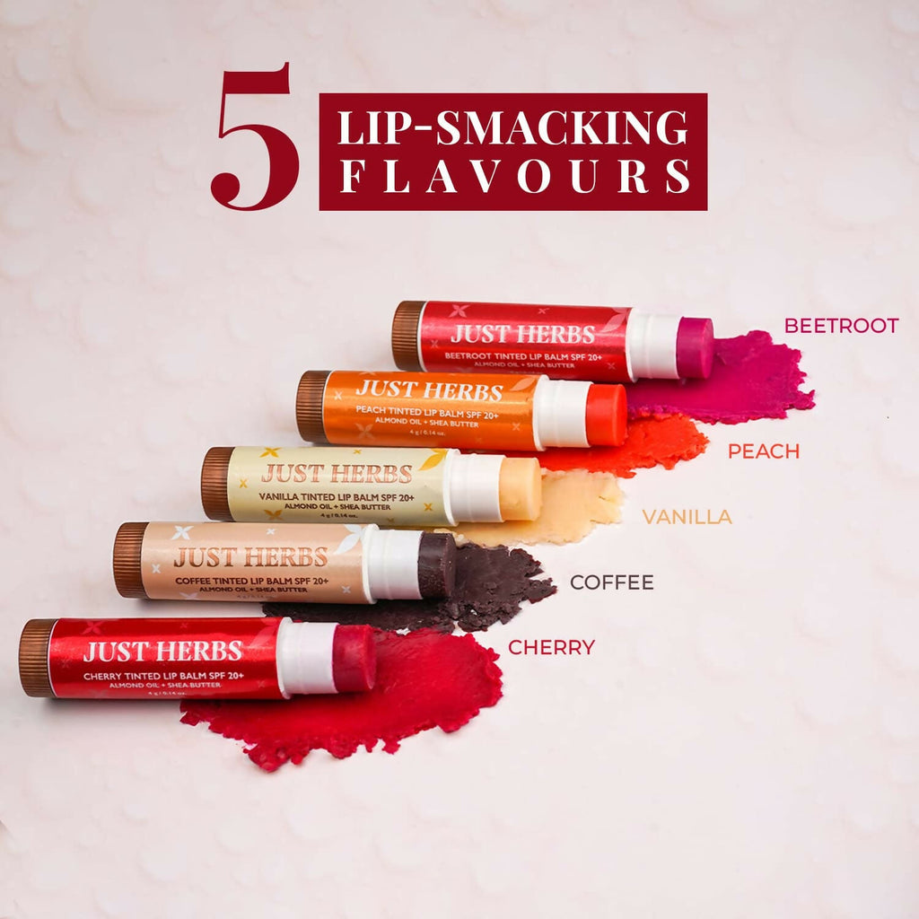 Just Herbs Vanilla Tinted Lip Balm with SPF 20+ for Dark Lips to Lighten
