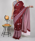 Exclusive Collection Maroon Beautiful Mulmul Cotton Saree