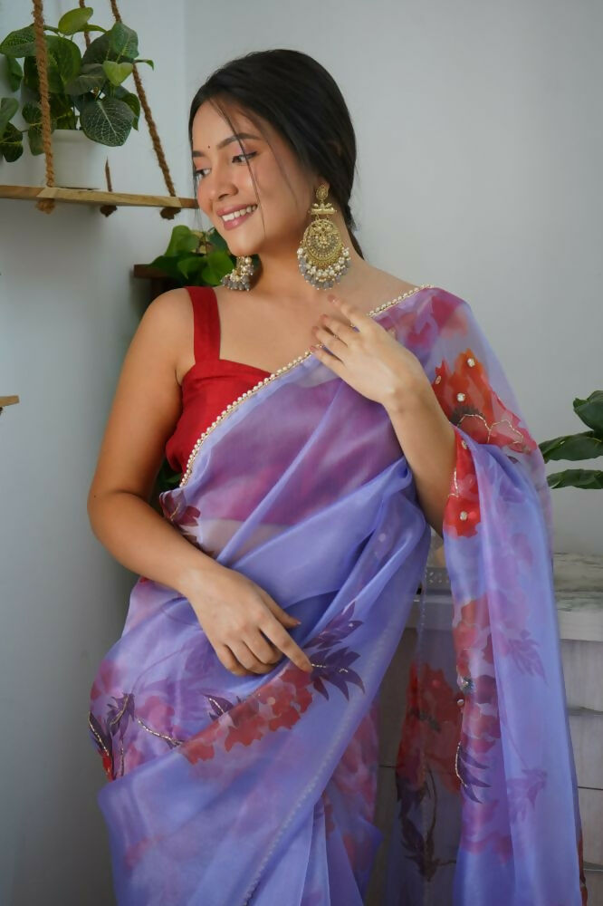 Vamsee Sabhysanchi Purple Organza Saree