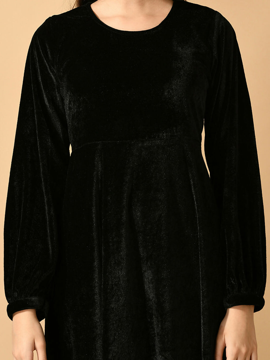 Myshka Women's Black Fit and Flare Party Dress