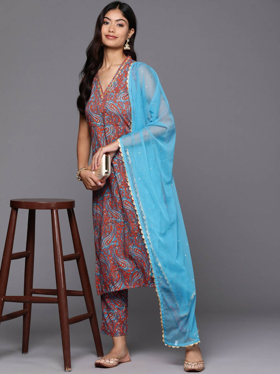 Ahalyaa Women's Traditional wear Kurta Set - Teal Blue