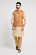 Ethnic India Brown Bundi Men's Jacket Abstract Blended