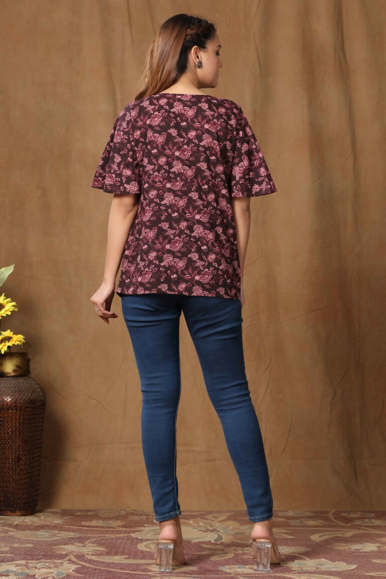 Miravan Women's Cotton Floral Print Straight Kurti