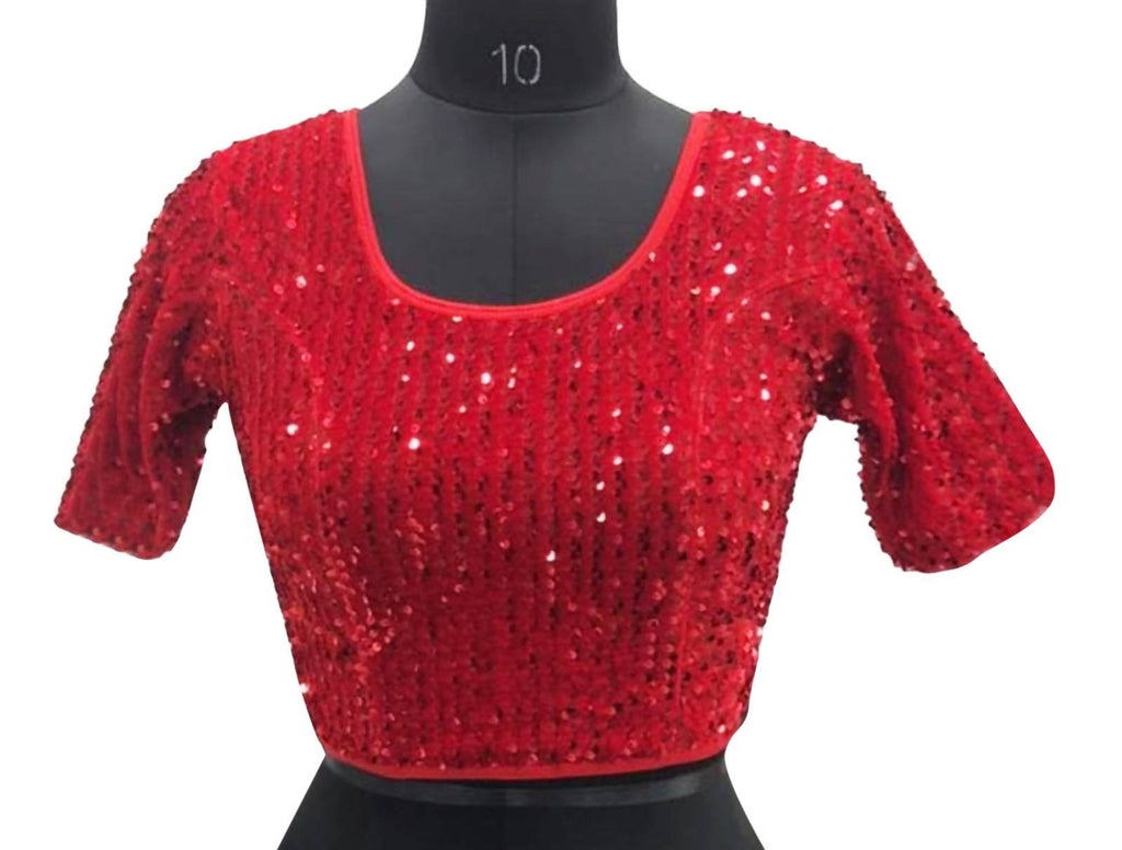 Vamika Red Velvet Sequence Blouse