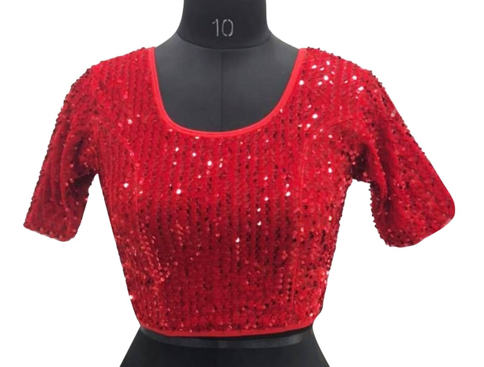 Vamika Red Velvet Sequence Blouse