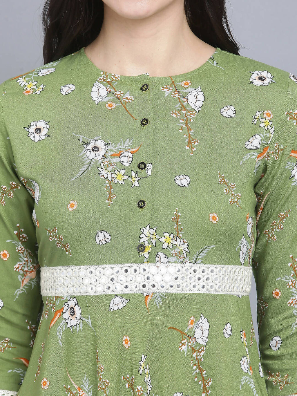 Myshka Women Green Floral Midi Dress