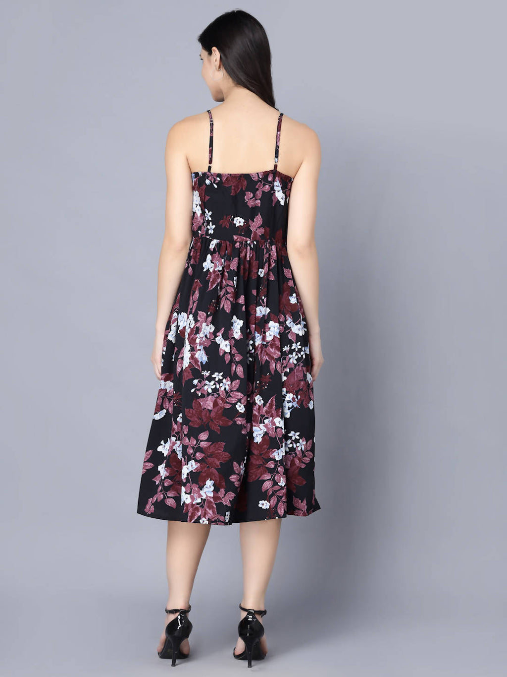 Myshka Multicoloured Floral Organic Cotton Crepe Midi Dress