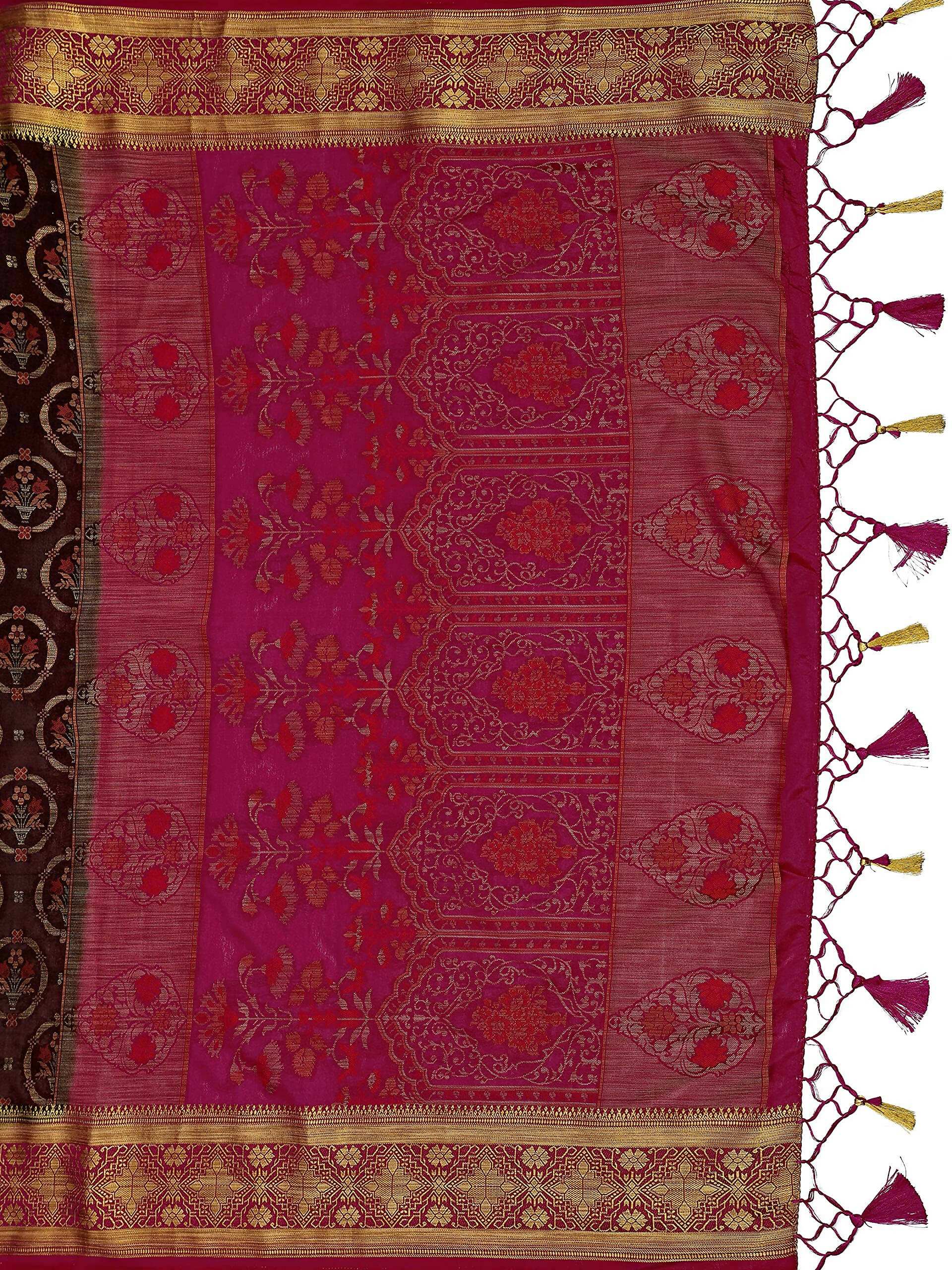 Mimosa Women's Kanjivaram Art Silk Burgundy Saree