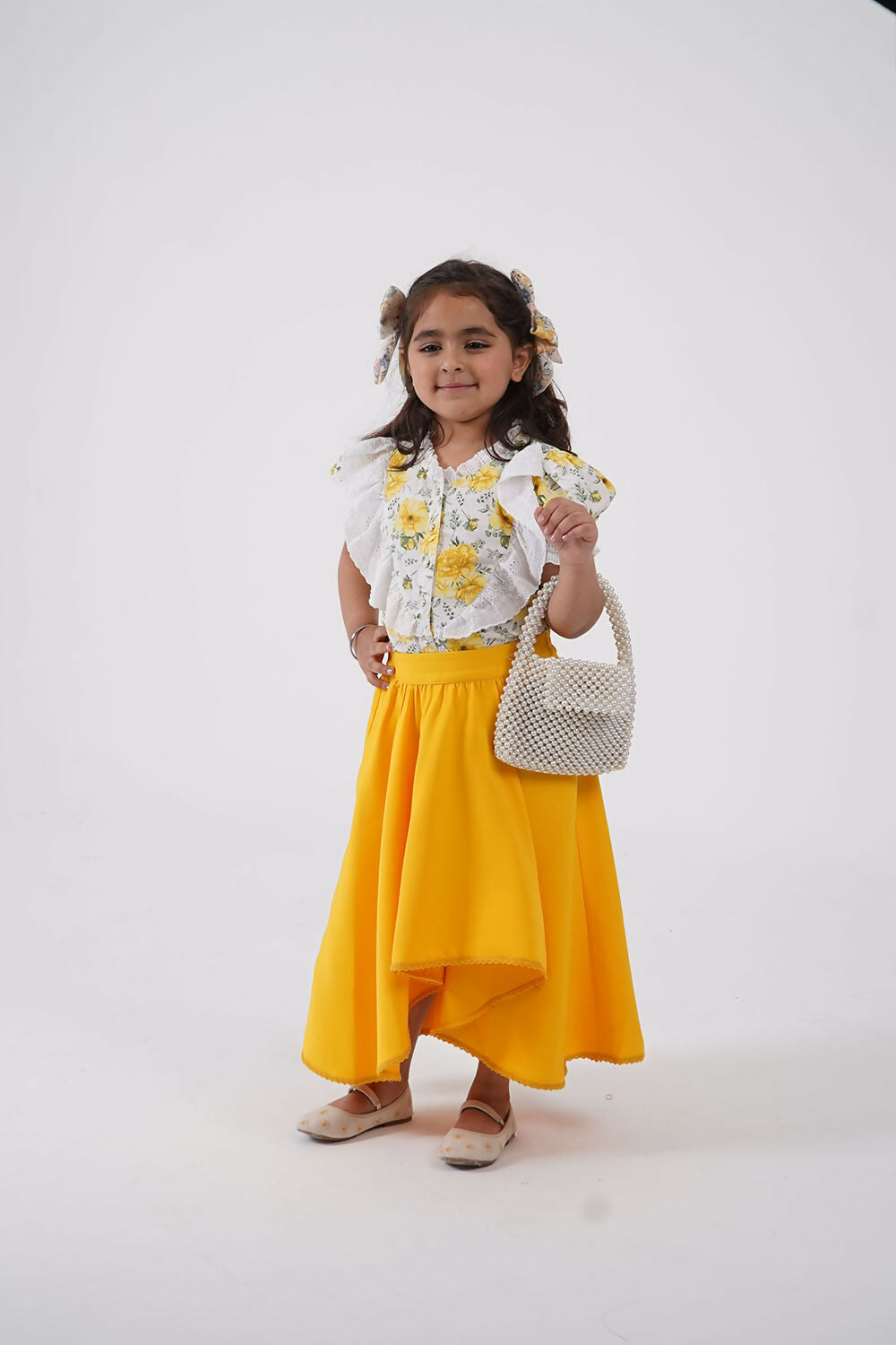 LH Luxury Fashion Ana Puff Sleeve Top & High Low Flared Skirt - Stylish Girls Co-ord Set