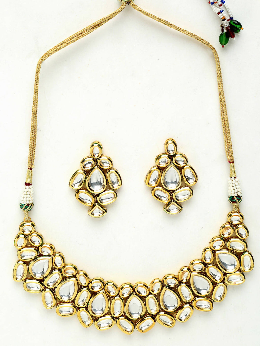 Kundan Choker With Earrings - Ruby Raang