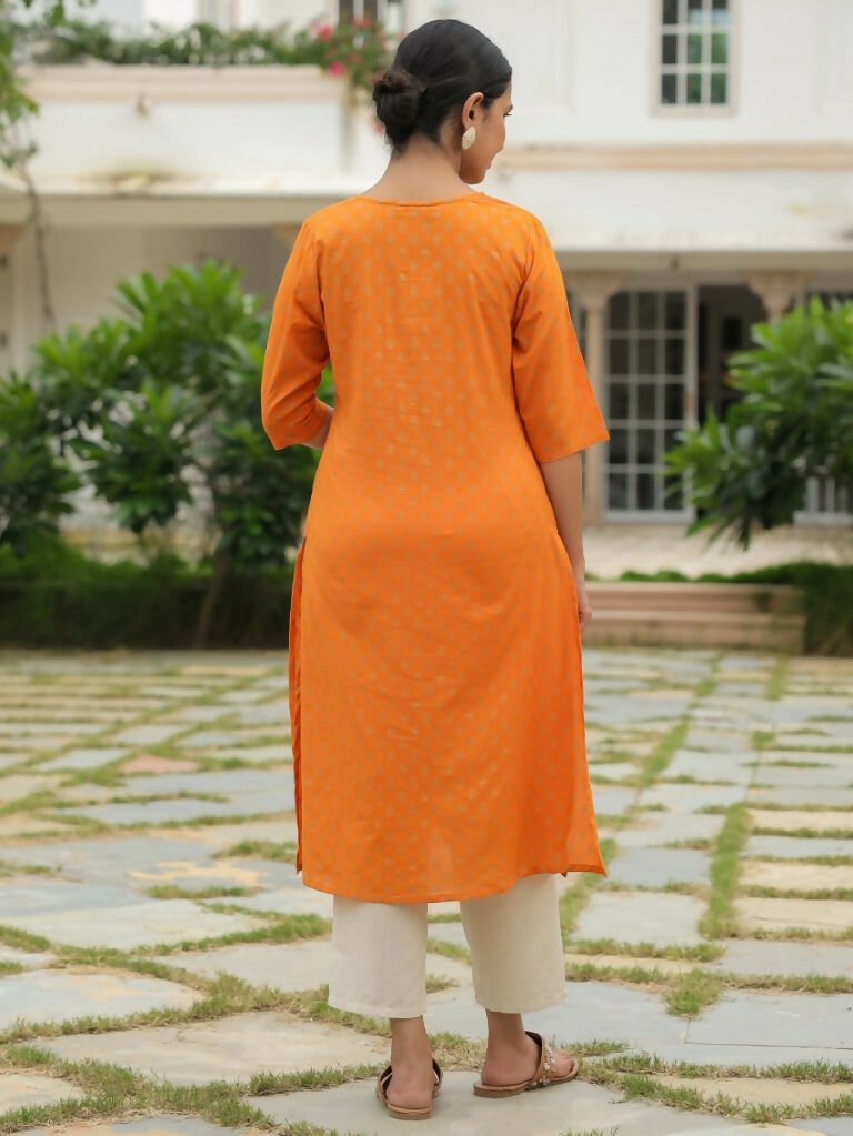 Aramya A-line Soft Cotton Floral Print Women's Kurta - Yellow