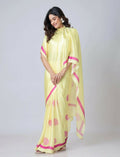 Vastranavya Yellow Mandala Print Free Hand Ready to Wear Saree