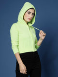 Women Winter Lime Green Cotton Cardigan - Wool Trees