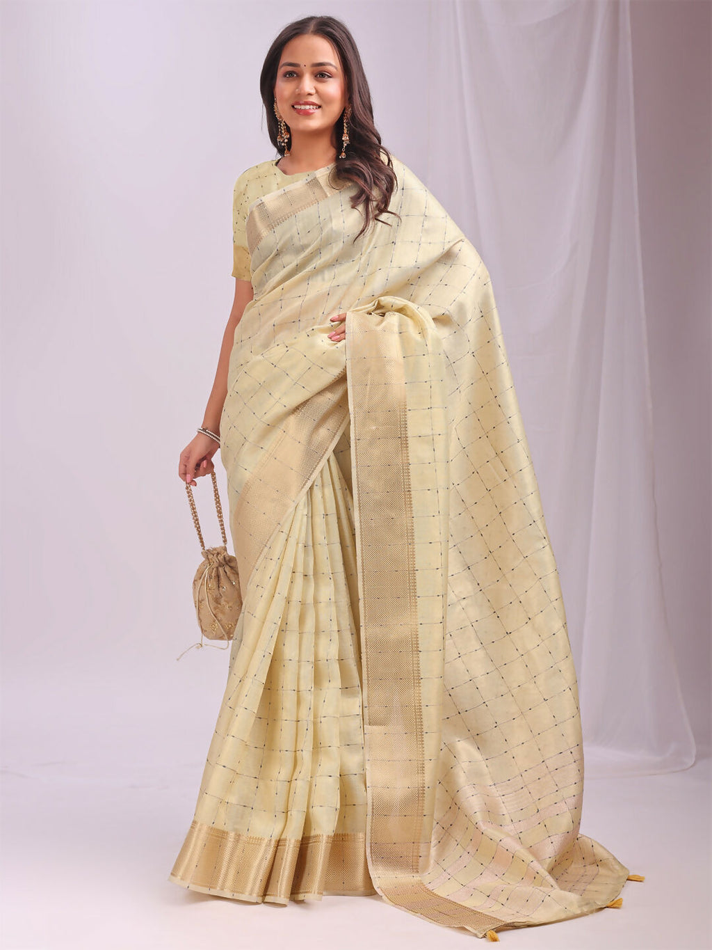 Shree Shyam Fashion Organza Gold Saree