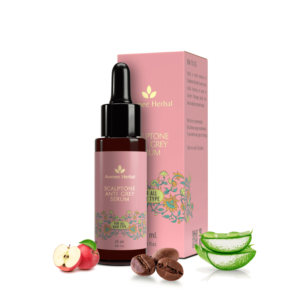 Avimee Herbal Anti Grey Hair Combo - Keshkrishna Hair Oil And Scalptone Grey Hair Serum, Restores Natural Color