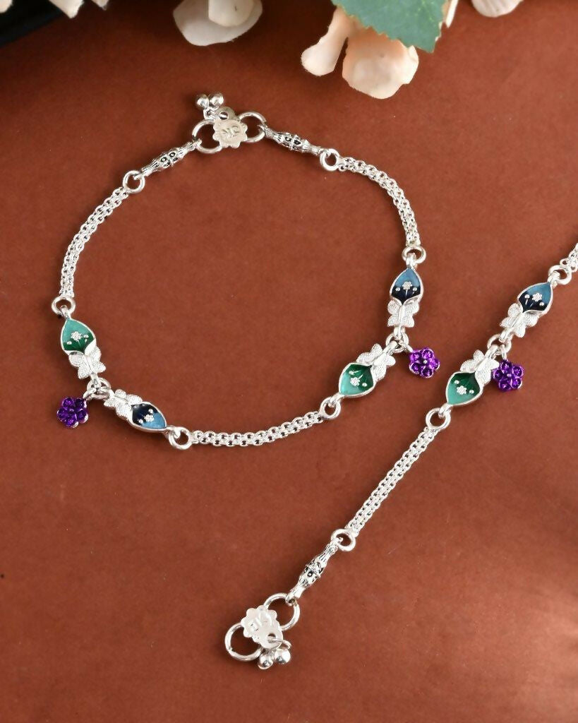 VOJ Set of 2 Mutli Color Meenakari Anklet